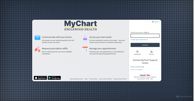 Security scan screenshot of https://mychart.et1073.epichosted.com