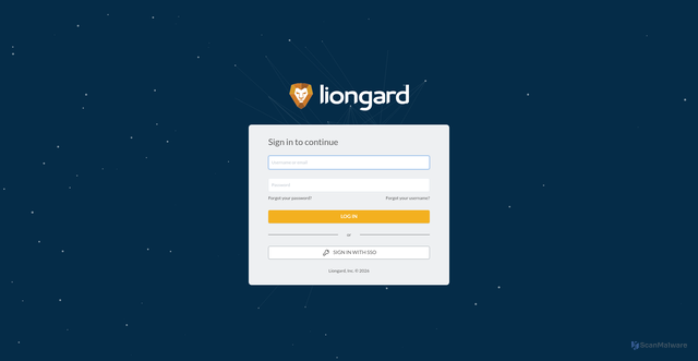 Security scan screenshot of https://us9.app.liongard.com