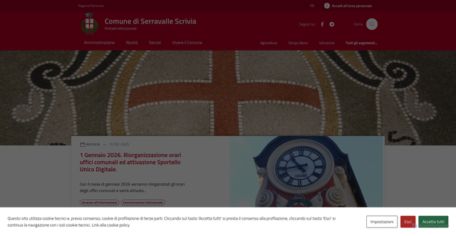 Security scan screenshot of https://comune.serravalle-scrivia.al.it/