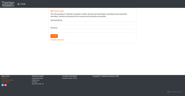 Security scan screenshot of https://www.thatcham.com