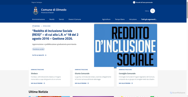 Security scan screenshot of https://www.comune.olmedo.ss.it