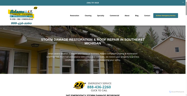 Security scan screenshot of https://www.floodednow.com/storm-damage