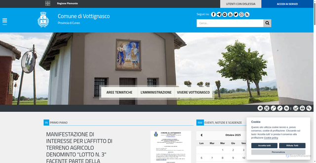 Security scan screenshot of https://www.comune.vottignasco.cn.it/