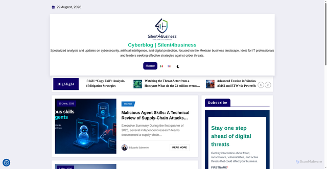Security scan screenshot of https://blog.silent4business.com