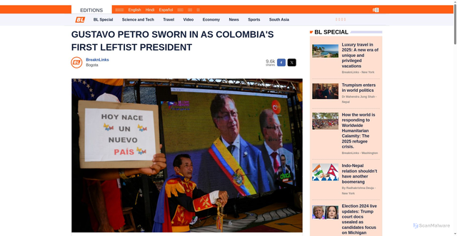 Security scan screenshot of https://breaknlinks.com/news/61315