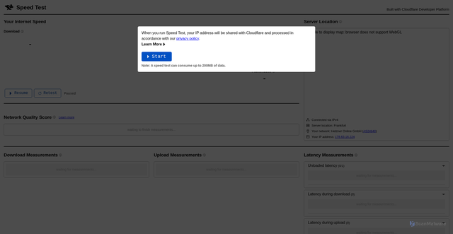 Security scan screenshot of https://speed.cloudflare.com/