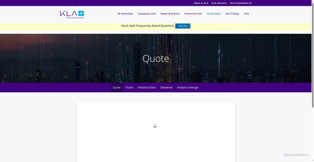 Security scan screenshot of https://ir.kla.com/stock-data/quote
