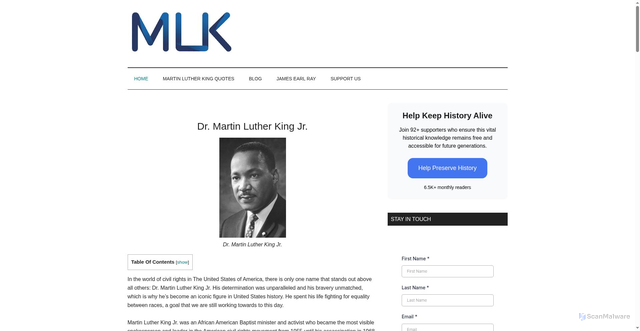 Security scan screenshot of https://www.drmartinlutherkingjr.com/