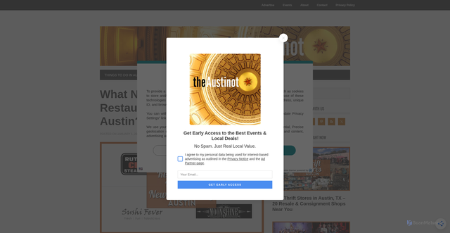 Security scan screenshot of https://austinot.com/new-years-day-restaurants-open-today-in-austin-01-01-2025