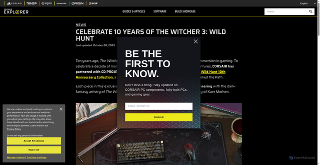 Security scan screenshot of https://www.corsair.com/us/en/explorer/gamer/keyboards/celebrate-10-years-of-the-witcher-3-wild-hunt/?srsltid=AfmBOoq5WIuLw_KtpAE-A2GZr6HBpY4MbHM8Jh3UcQ_MH5UsB6OweEl1