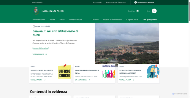 Security scan screenshot of https://www.comune.nulvi.ss.it/