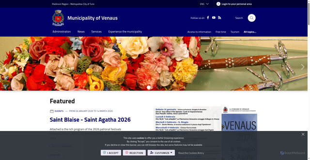 Security scan screenshot of https://www.comune.venaus.to.it/it-it/home