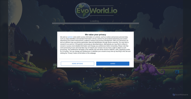 Security scan screenshot of https://evoworld.io