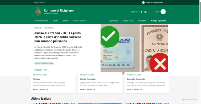 Security scan screenshot of https://www.comune.ricigliano.sa.it