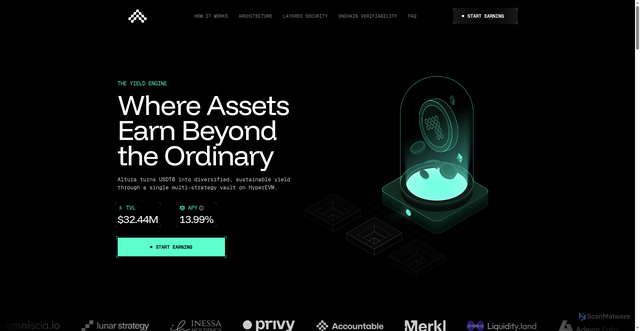 Security scan screenshot of https://altura.trade/