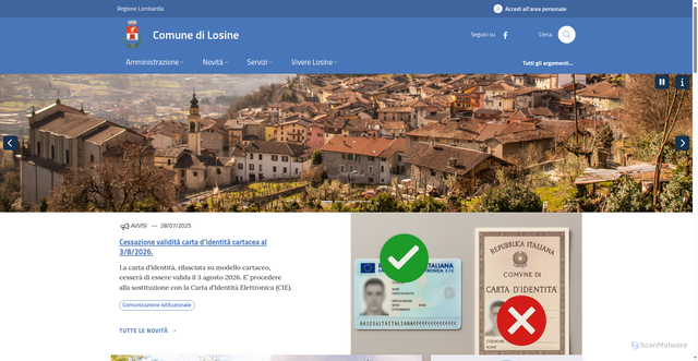 Security scan screenshot of https://www.comune.losine.bs.it