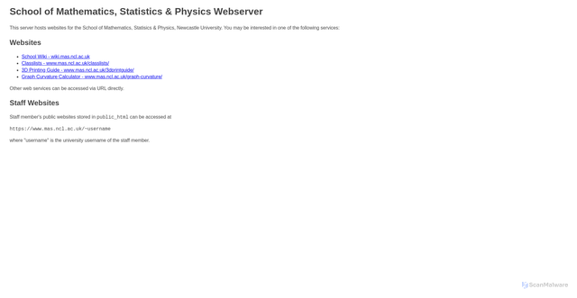 Security scan screenshot of https://www.mas.ncl.ac.uk
