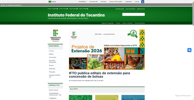 Security scan screenshot of https://www.ifto.edu.br/