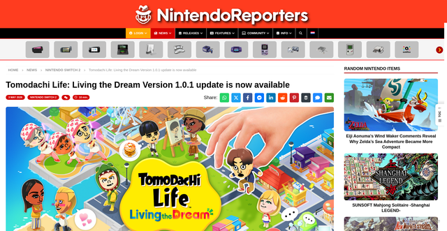 Security scan screenshot of https://www.nintendoreporters.com/en/news/nintendo-switch-2/tomodachi-life-living-the-dream-version-101-update-is-now-available/
