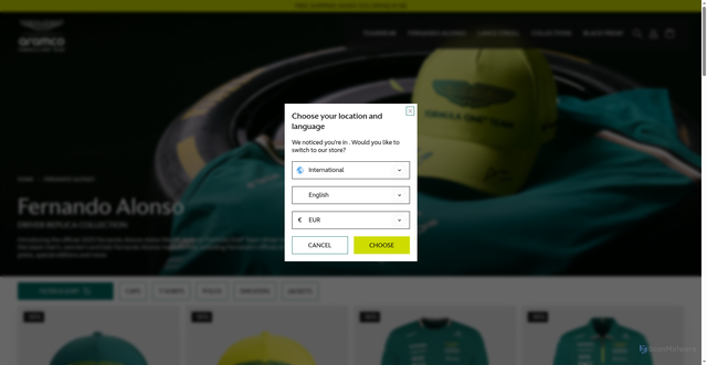 Security scan screenshot of https://shop.astonmartinf1.com/en/alonso/
