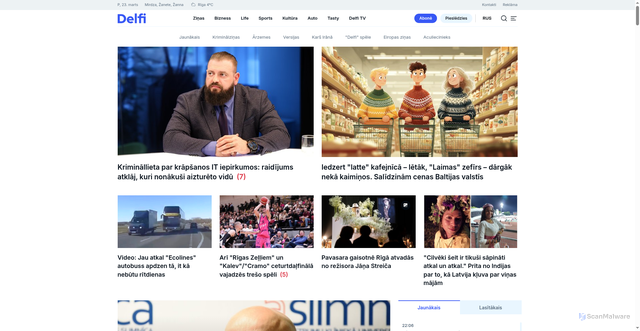 Security scan screenshot of https://delfi.lv