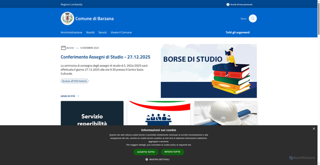 Security scan screenshot of https://www.comune.barzana.bg.it/it