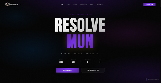Security scan screenshot of https://resolvemun.in/