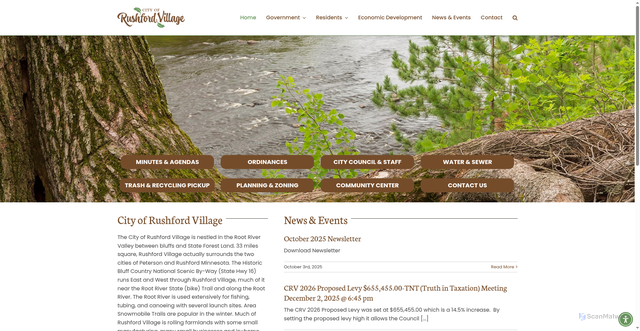 Security scan screenshot of https://www.rushfordvillagemn.gov/