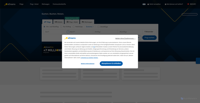 Security scan screenshot of https://www.edreams.ch
