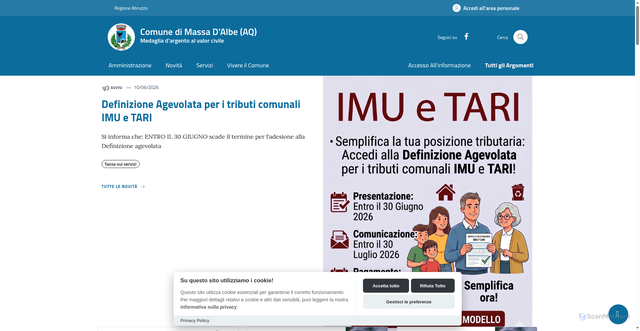 Security scan screenshot of https://www.comune.massadalbe.aq.it