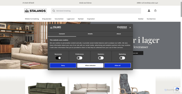 Security scan screenshot of https://stalands.se/