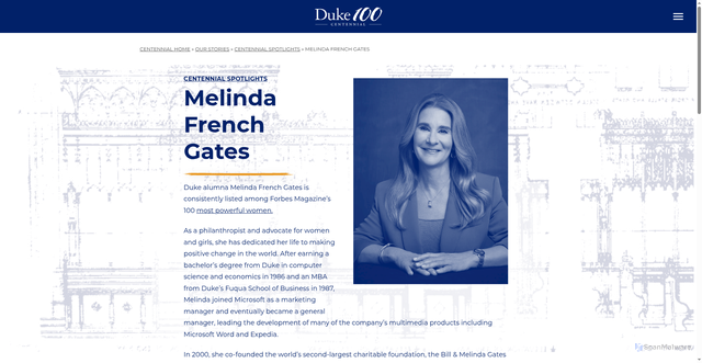 Security scan screenshot of https://100.duke.edu/story/melinda-french-gates/