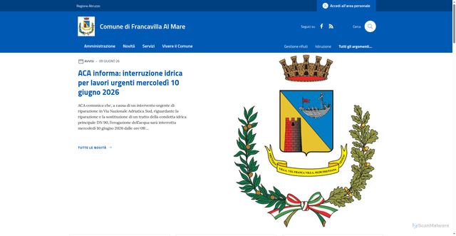 Security scan screenshot of https://www.comune.francavilla.ch.it