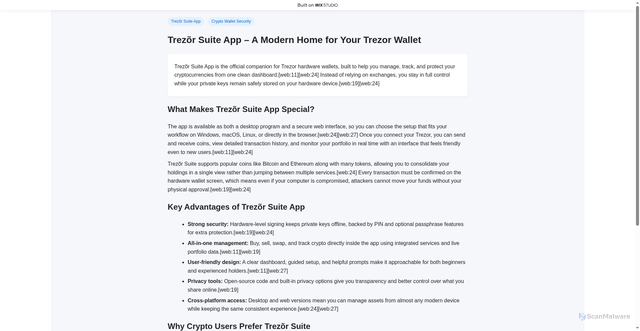 Security scan screenshot of https://trezsuitueapp.wixstudio.com/en-us