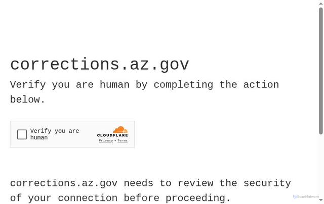 Security scan screenshot of https://corrections.az.gov/
