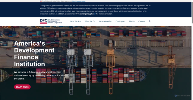 Security scan screenshot of https://www.dfc.gov/