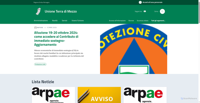 Security scan screenshot of https://unioneterradimezzo.re.it/