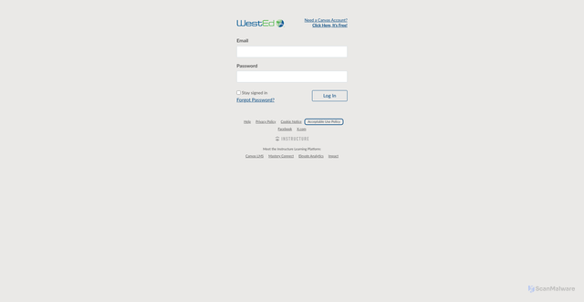 Security scan screenshot of https://wested.instructure.com