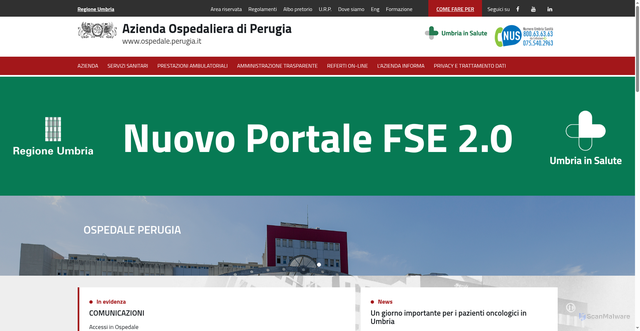 Security scan screenshot of https://www.ospedale.perugia.it