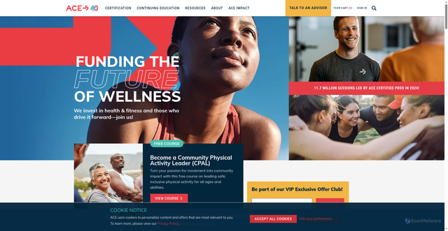 Security scan screenshot of https://www.acefitness.org/?srsltid=AU7gw4Wb3YyMtV6VLLj_P3pWkGNk0mM1vwZZOC6snXiiH9BPJ_NfEyyY