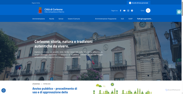 Security scan screenshot of https://comune.corleone.pa.it/