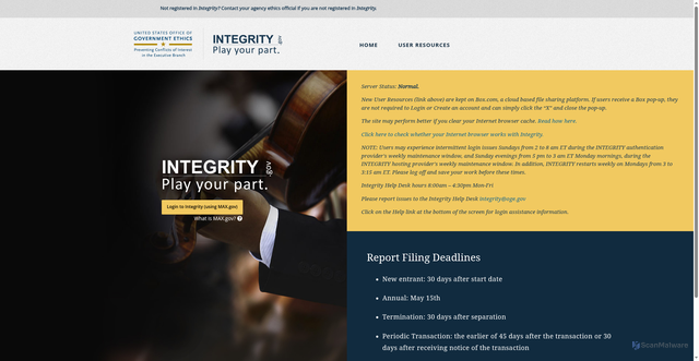 Security scan screenshot of https://integrity.gov/