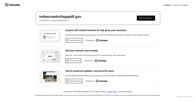 Security scan screenshot of https://indiancreekvillagepdfl.gov/