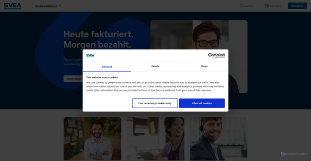 Security scan screenshot of https://www.svea.com/de-de