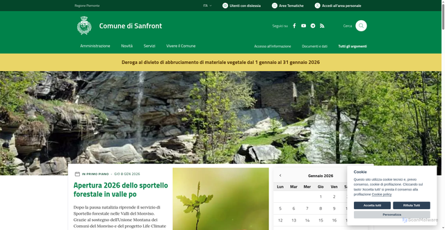 Security scan screenshot of https://www.comune.sanfront.cn.it/
