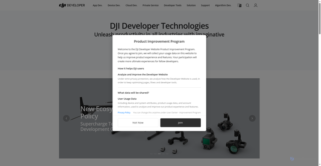 Security scan screenshot of https://developer.dji.com