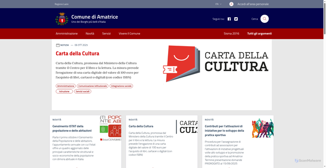 Security scan screenshot of https://www.comune.amatrice.rieti.it/
