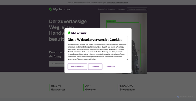 Security scan screenshot of https://my-hammer.de