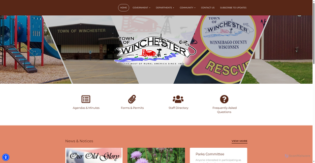 Security scan screenshot of https://townofwinchesterwi.gov/