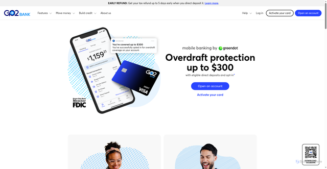 Security scan screenshot of https://go2bank.com